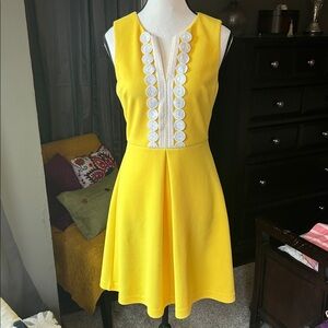 Vince Camuto Yellow Mini Dress with White Accents